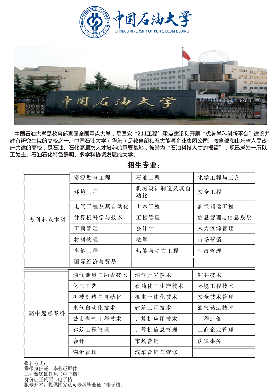 中国石油大学简介和专业介绍